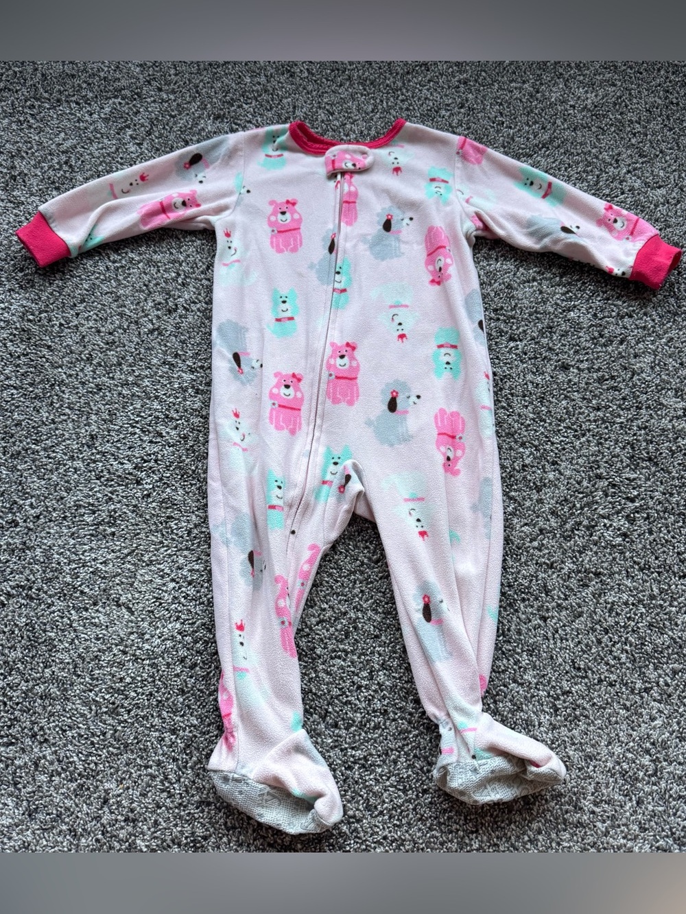 Carter's Light Pink Bear & Animal Print Footed One-Piece
